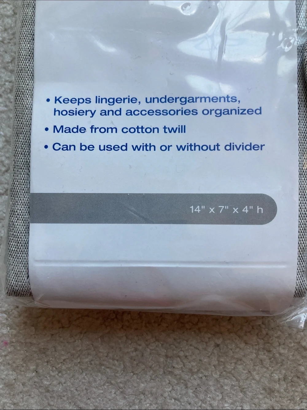 The Container Store bundle of two cocoa twill section drawer organizers